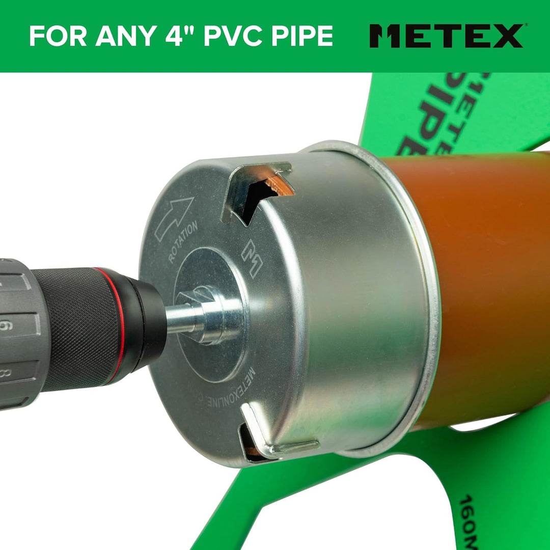 Metex Chamf 110 mm PVC Kunststoff Boden Drainage Rohr Fasen Werkzeug – Bohrmaschine montiert