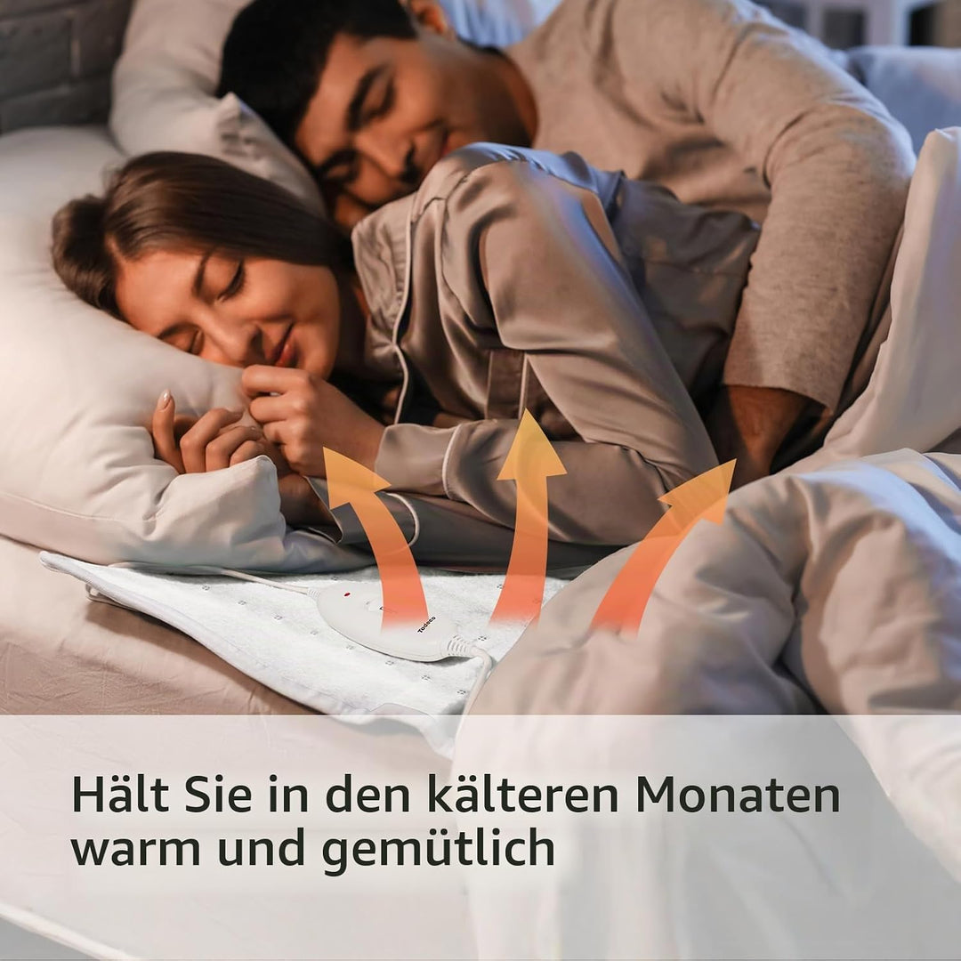 Todeco Wärmeunterbett, anschmiegsame Wärmebettunterlage,160 x 140 cm, Heizkissen mit Zwei Temperatur