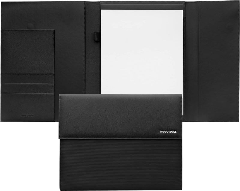 Hugo Boss Schreib-Set Tintenroller Gear Pinstripe und A4 Schreibmappe Pinstripe in der Geschenkbox,