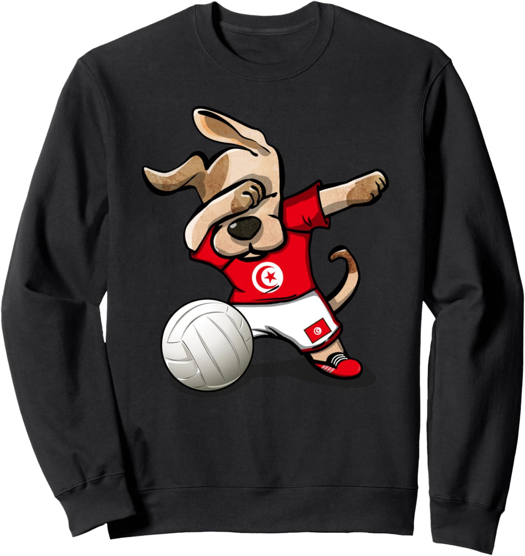 Tupfender Hund Tunesien Volleyball Tunesische Flagge Sport Sweatshirt