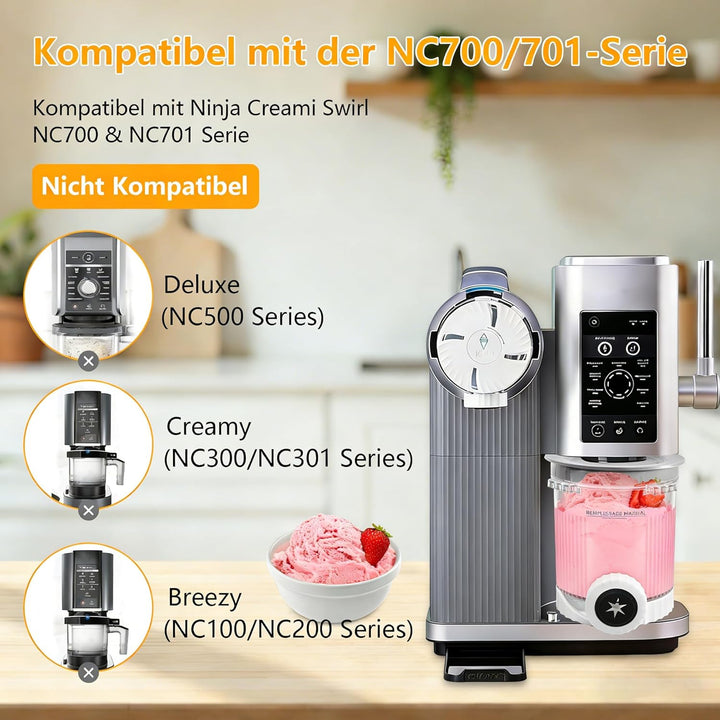 2 Stück Behältern für Ninja Swirl Creami Behälter, 480 ml Eisbehälter Becher mit Deckel Zubehör für