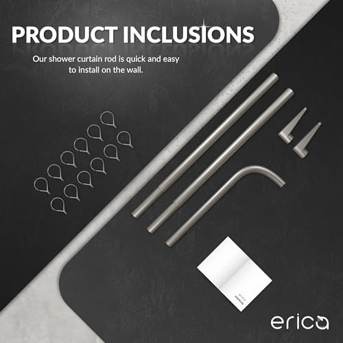 Erica Duschvorhangstange L form 70x90, 70x160 oder 90x140 cm + 24 Duschvorhangringe | Duschvorhang s