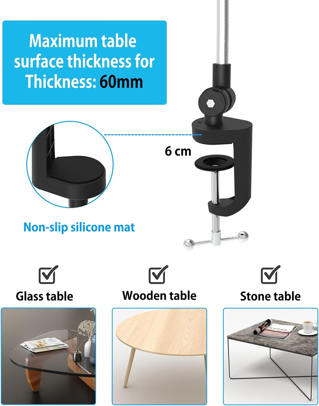 Metall langem Arm Tablet Halter, woleyi Verstellbare Tablet Ständer für Bett Schreibtisch Küche, Fle
