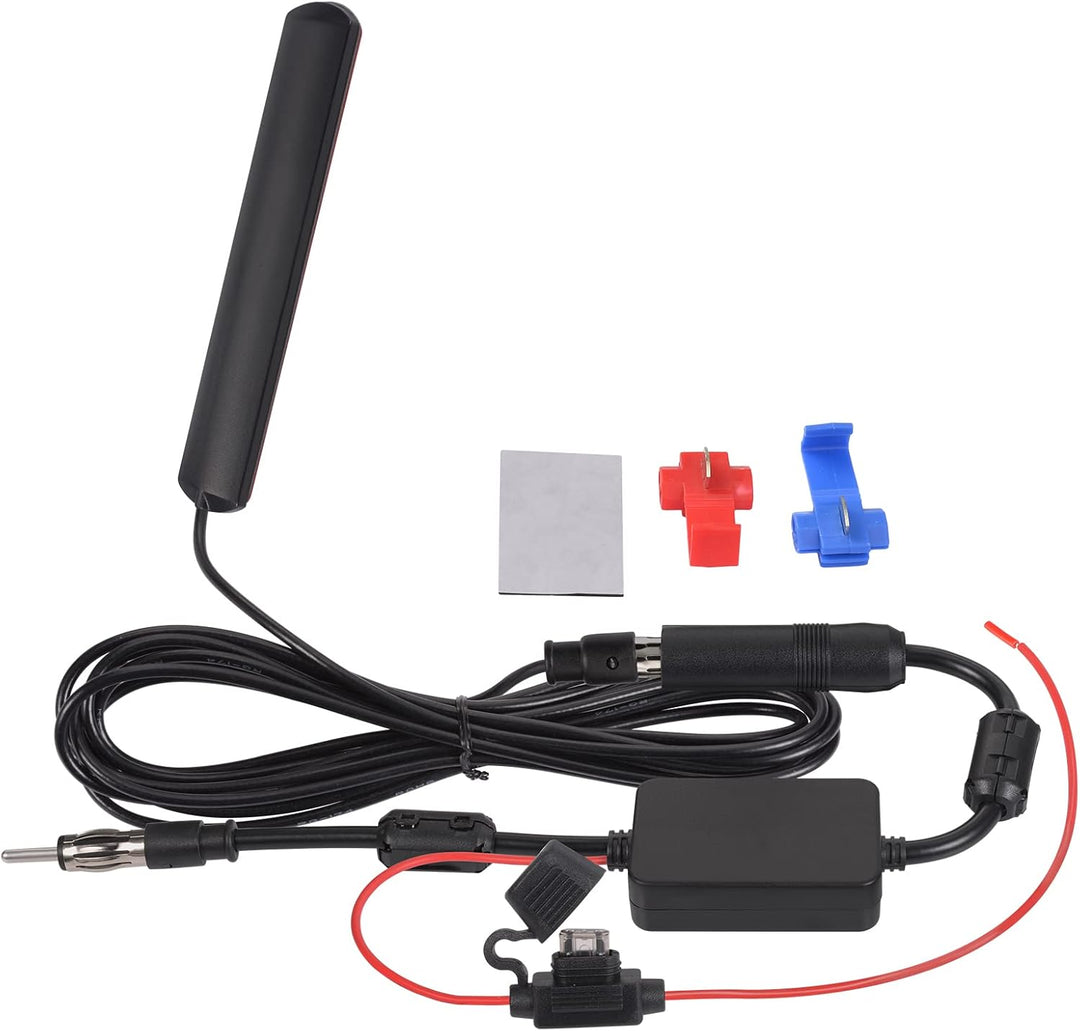 Bingfu Autoradio Antenne FM AM Auto Antenne mit Signalverstärker, 12-V-Netzteil, DIN-Stecker, Adapte