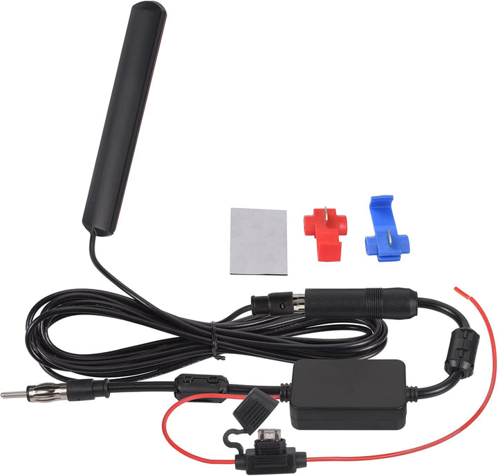 Bingfu Autoradio Antenne FM AM Auto Antenne mit Signalverstärker, 12-V-Netzteil, DIN-Stecker, Adapte