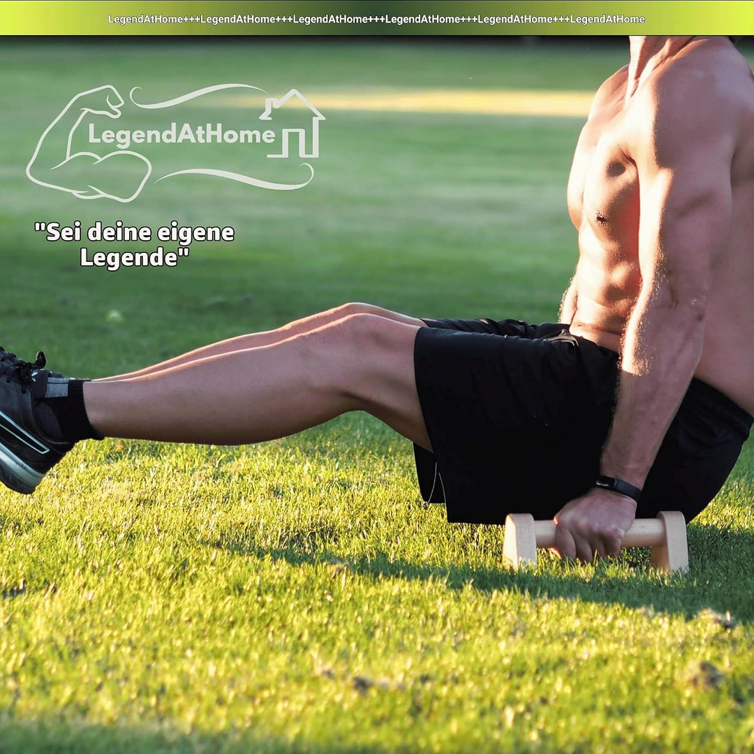 Liegestützgriffe [2er-Set] aus Buchenholz – stabile &amp; gelenkschonende Parallettes für Push Ups, Cali