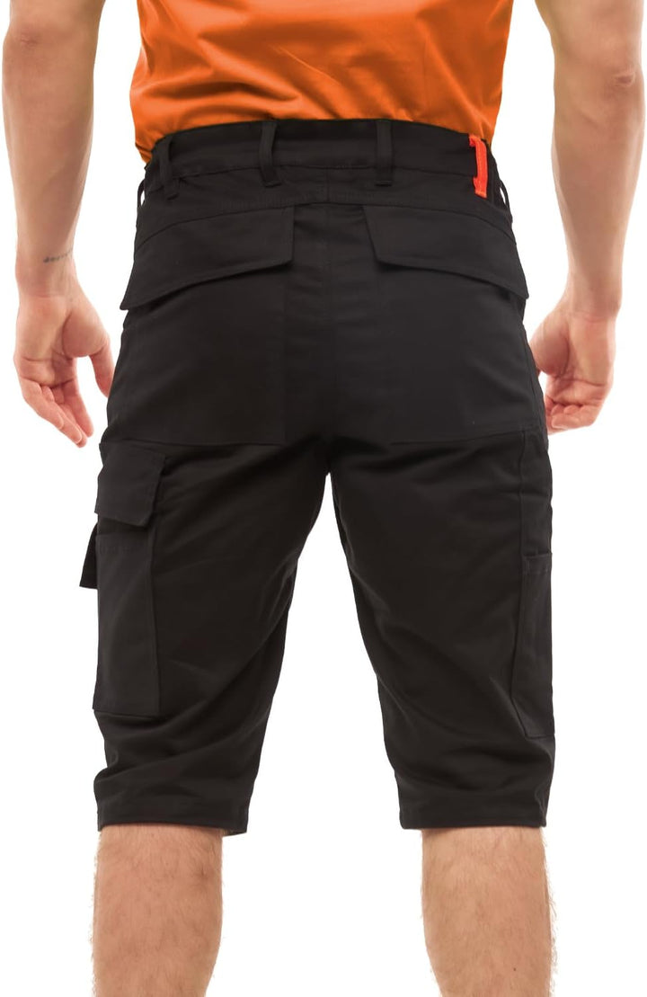 strongAnt Shorts Stretch Berlin Pro Herren Sommer Arbeitshose kurz Cargo Outdoor Grau-Shwarz-Weiss,