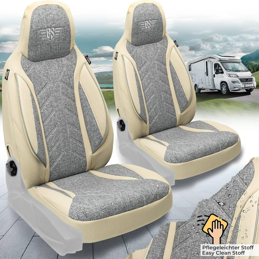 BREMER SITZBEZÜGE Wohnmobil Schonbezüge für FIAT Ducato Jumper Boxer PLKT209 PLKT209 - Grau/Beige, P