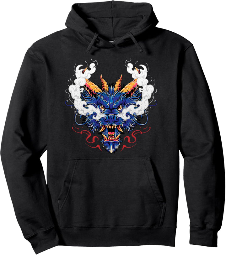 Drachenkopf Japanischer Drache Japanische Kunst Pullover Hoodie