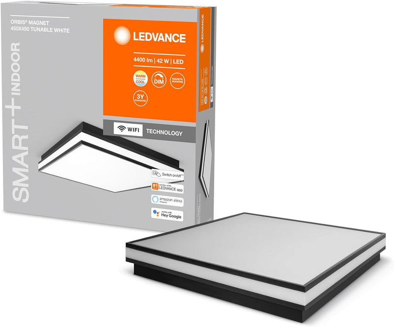 Ledvance ORBIS MAGNET SMART+ Wi-Fi 45x45cm, dimmbare LED Deckenleuchte für den Innenbereich, 42W, Fa