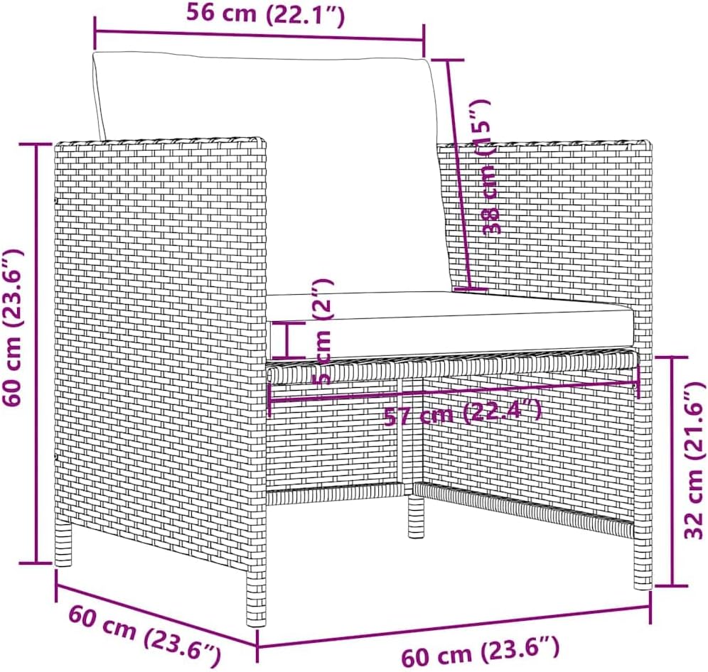 vidaXL Gartensofa mit Kissen Sofa Lounge Gartensessel Sessel Gartenmöbel Einzelsofa Gartenstuhl Gart
