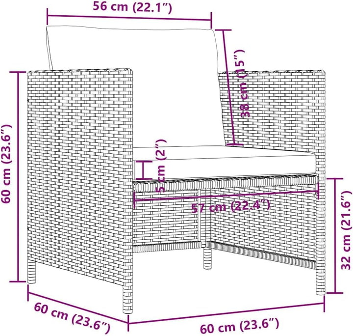 vidaXL Gartensofa mit Kissen Sofa Lounge Gartensessel Sessel Gartenmöbel Einzelsofa Gartenstuhl Gart