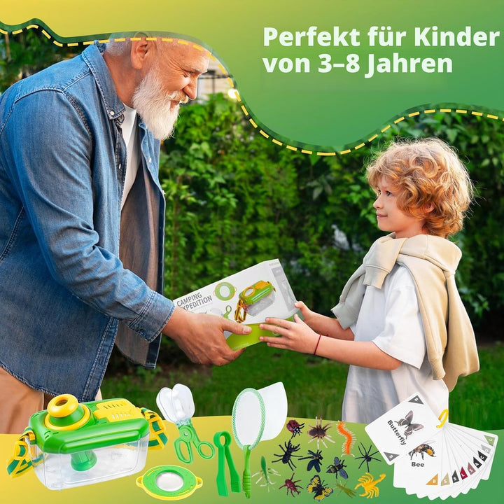 Entdecker Set für kinder ab 4 Forscherset Insekten Beobachtungsbox mit 360° Drehbares Lupenglas Inse