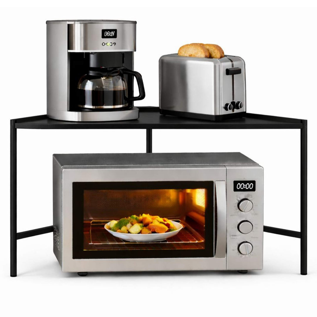 DanDiBo Mikrowellenregal Eckregal Küche Stehend Arbeitsplatte 72x72 cm Schwarz 2 Stufig 96688 Mikrow