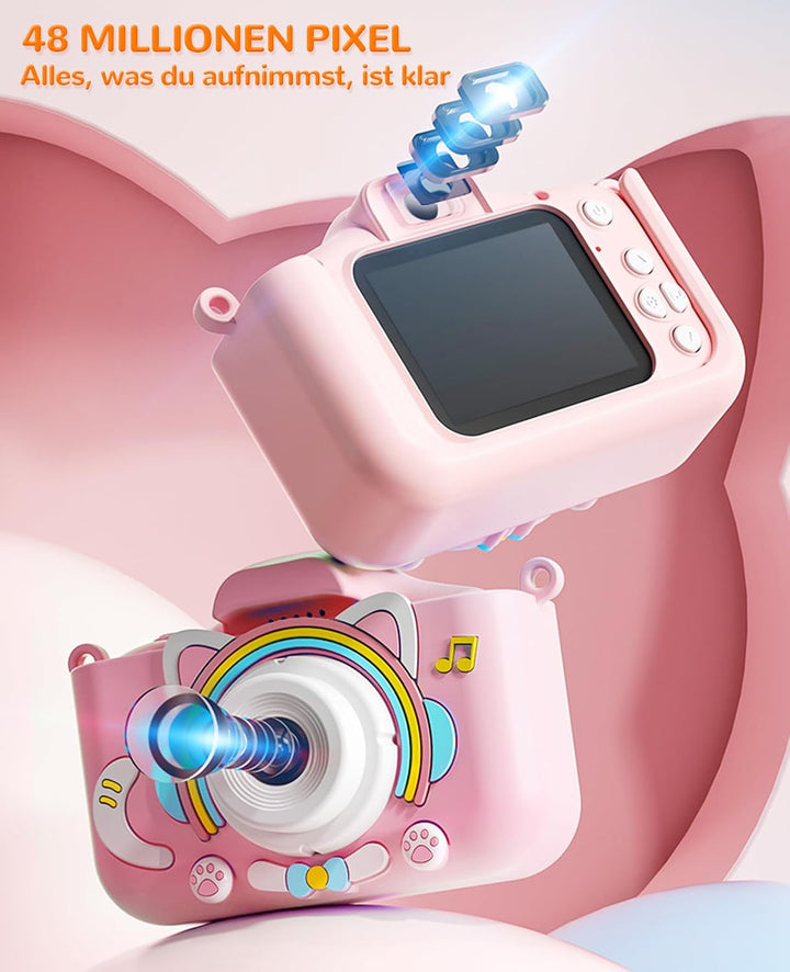 Kinderkamera ab 3-10 Jahre, Digitale Kamera Kinder mit 1080P Video &amp; 2 Zoll IPS Bildschirm, 44 lusti