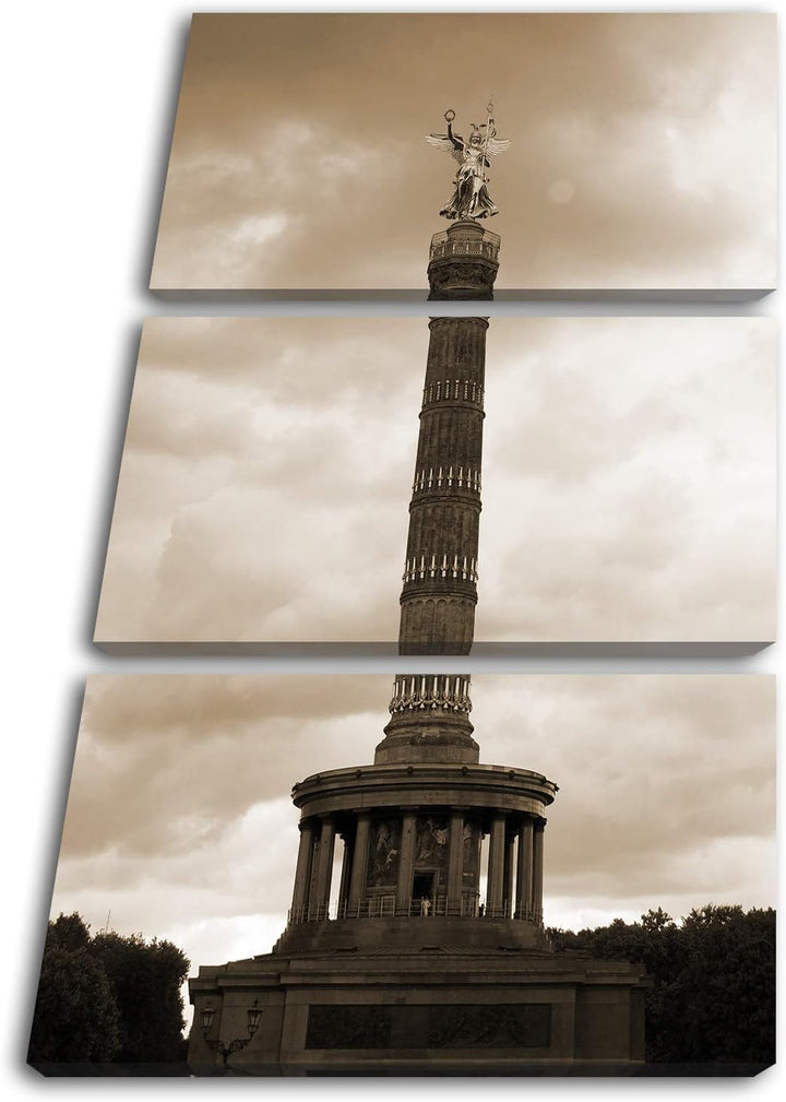 deyoli Die Berliner Siegessäule Format: 3-teilig 120x80 Effekt: Sepia als Leinwand, Motiv fertig ger