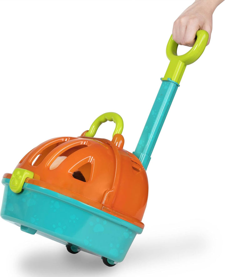 Battat Tierarztkoffer zum Rollen für Kinder mit Kuscheltier Hund, Stethoskop, Spritze – Trolley Tran