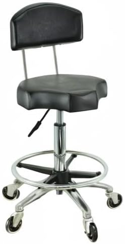 Ergonomischer Rollhocker mit Premium-Rollen und Fussring - Höhenverstellbar von 55-75 cm - Drehhocke