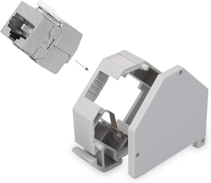 kwmobile Keystone Modul und Hutschienenadapter Set - passt auf genormte Hutschiene - 8X CAT 6A Modul