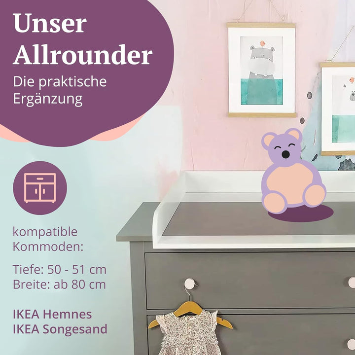 Puckdaddy – Wickelaufsatz Lasse kompatibel mit Hemnes Kommode u.Ä. – 80x80x10 cm aus Holz in Weiss –