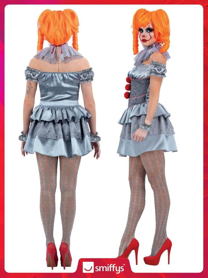 Smiffys 81001 Chapter Two, Pennywise Damenkostüm, Damen, Grau & Rot X-Small (UK 4-6), X-Small (UK 4-