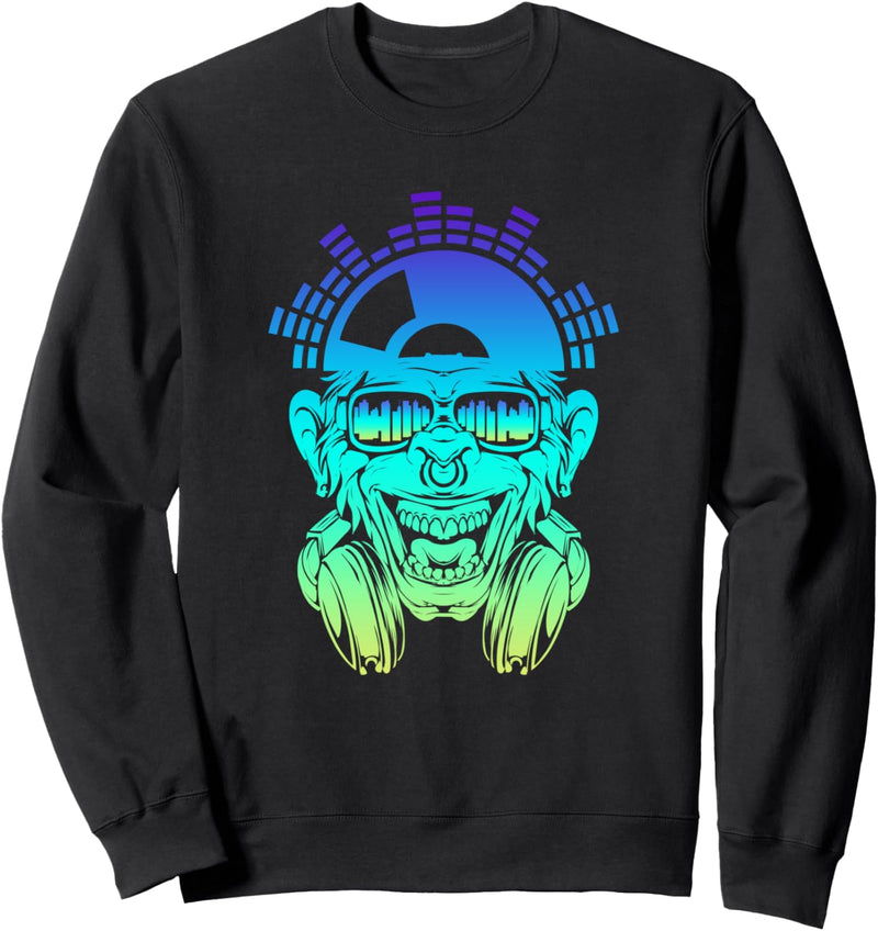 Affe Monkey mit DJ Kopfhörer und Sonnenbrille Geschenkidee Sweatshirt