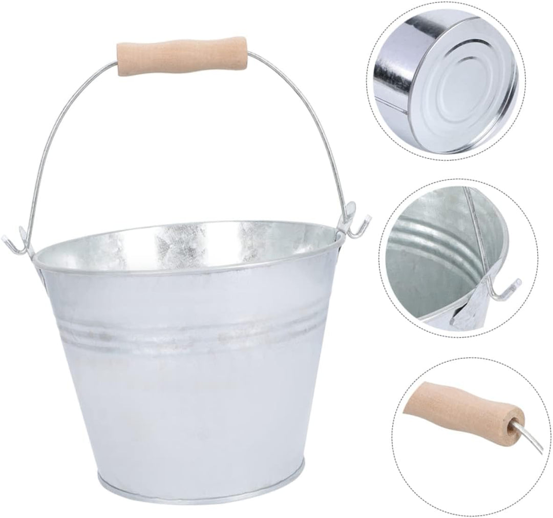 ibasenice Eiseneimer Set Mit Holzgriff 3 Stück 4.5L Kohleeimer Für Kaminofen Grill Und Feuerstelle V