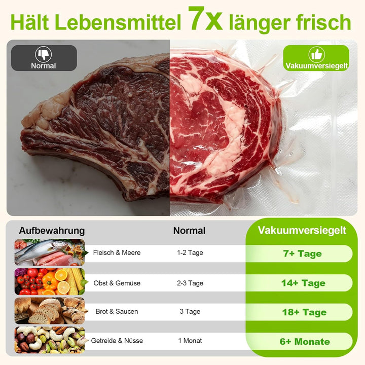 Vakuumiergerät für Lebensmittel, Automatisch Trocken- / Feucht Vakuumierer, Vacuum Sealer Machine mi