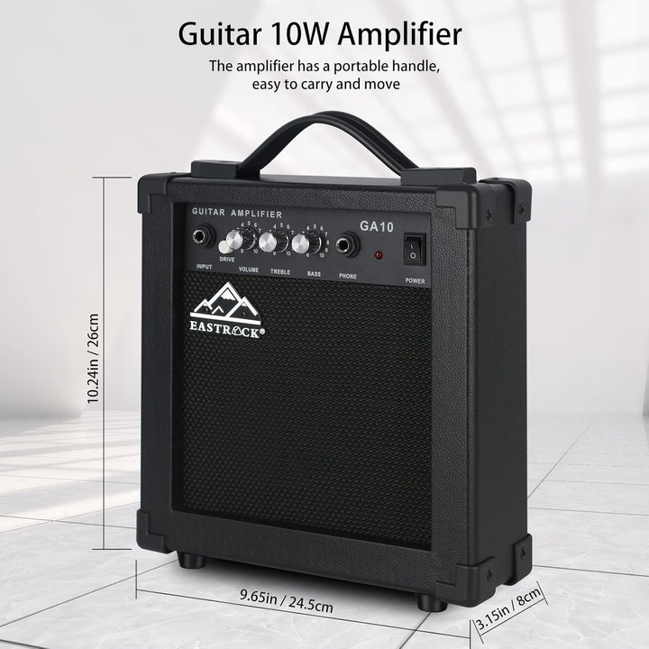 Eastrock E Gitarre Set E Guitar 39 Zoll Elektrogitarre mit Verstärker 10 Watt，Gitarre Tasche, Plektr