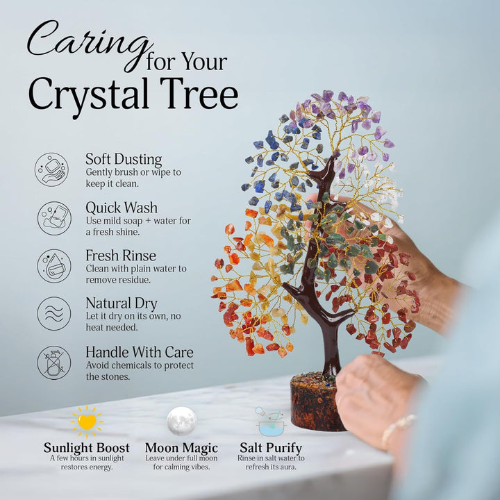 FASHIONZAADI Seven Chakra Gemstone Tree - Healing Crystal Money Trees Feng Shui Gift Handmade Reiki