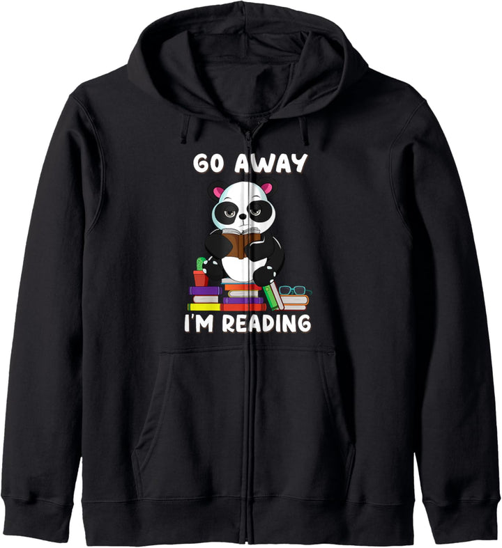 Go Away I'm Reading Panda Reading Book Nerd Lover Girls Kapuzenjacke