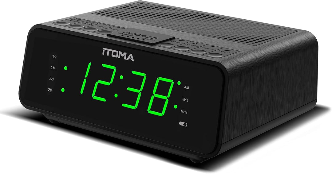 iTOMA Wecker mit AM/FM-Radio, 4-Stufen-Dimmer, Schlummerfunktion, Dual-Wecker, Einschlaf-Timer und l