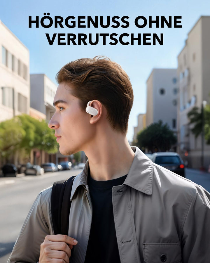 soundcore V20i von Anker Open-Ear Kopfhörer, verstellbare Ohrhaken, komfortabel, fester Halt, starke