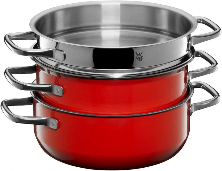 WMF Fusiontec Compact Topfset Induktion 3-teilig, Kochtopf Set, Dämpfer, Glasdeckel, Cromargan Edels