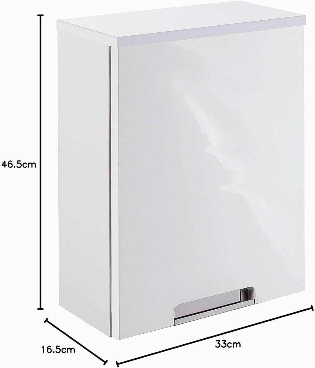 Schildmeyer Hängeschrank Rilana 130468, weiss Glanz, 46,5 x 33 x 16,5 cm, Weiss Glanz