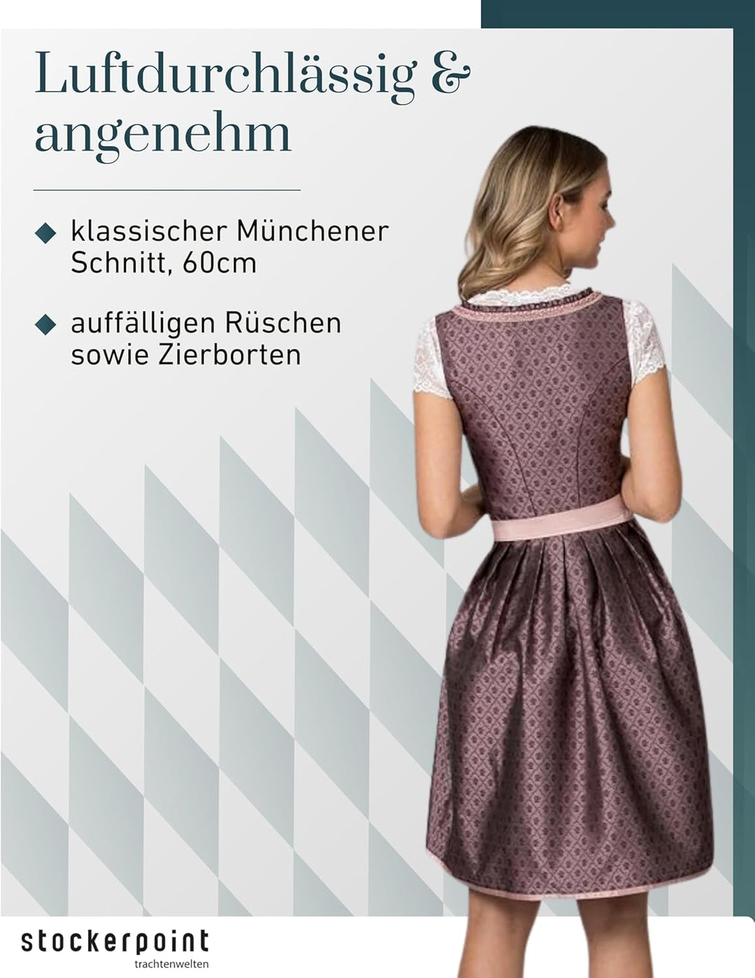 Stockerpoint Damen Dirndl Palina Kleid für besondere Anlässe 36 Bordeaux, 36 Bordeaux