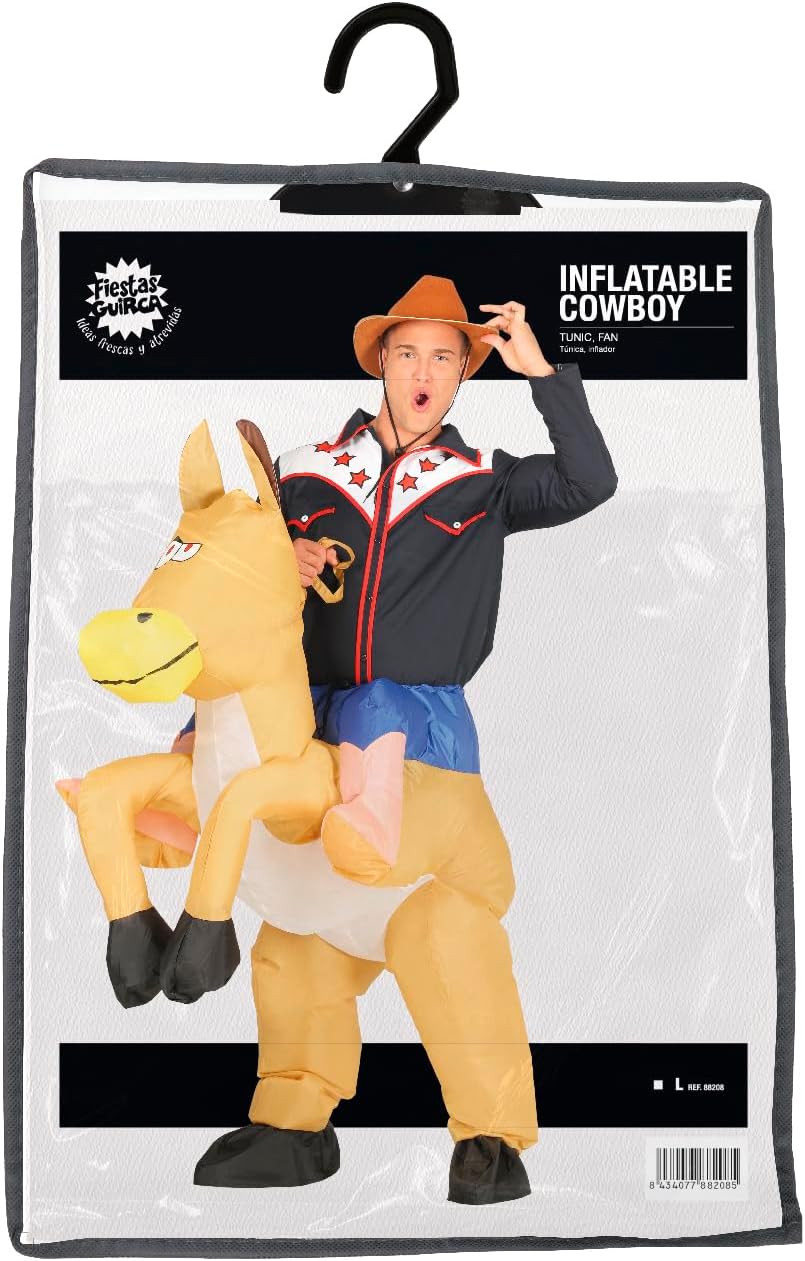 Guirca-Kostüm Cowboy aufblasbar TG L 52-54, Mehrfarbig, L, 88208