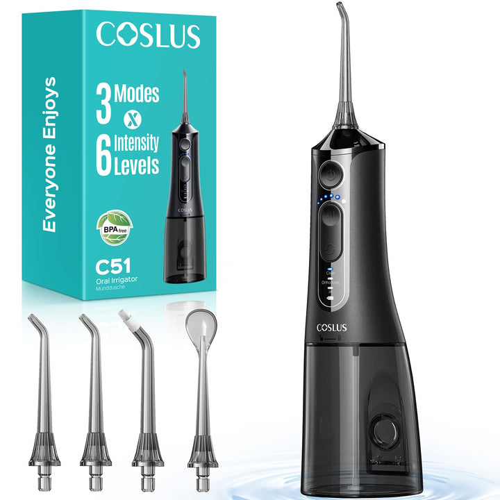 COSLUS Elektrische Munddusche Zahnbürste, Ideal für Reisen und Zuhause