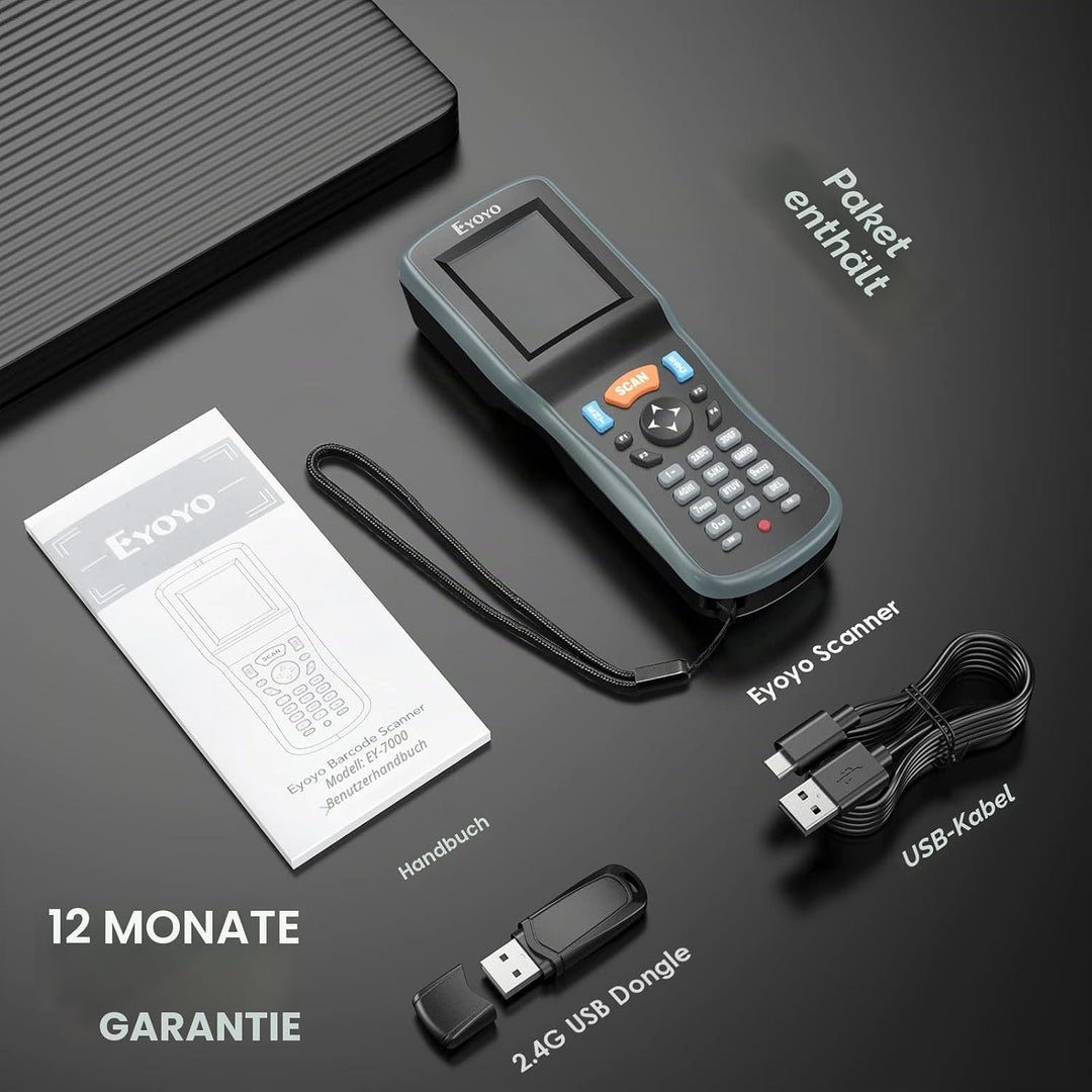Eyoyo 2D Inventar Scanner Datensammler, tragbarer QR 1D Wireless Barcode Scanner, Handheld Data Term