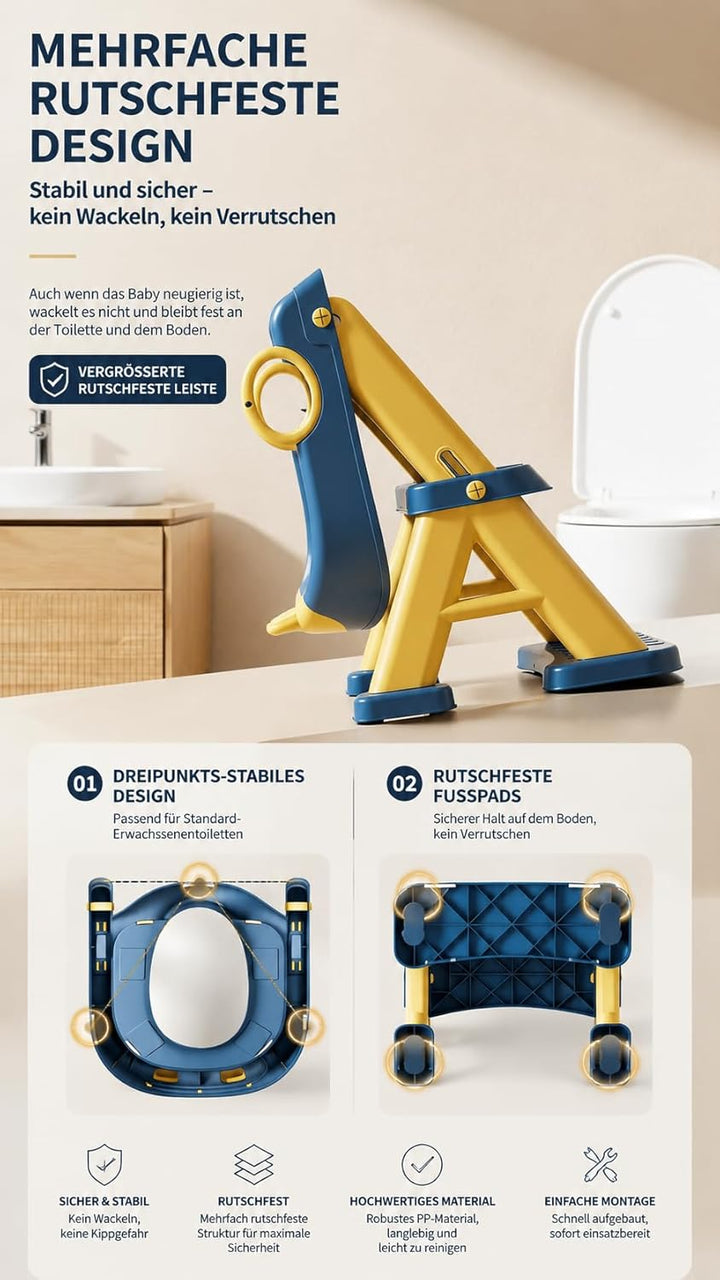 Toilettentrainer für Kinder für Jungen und Mädchen, 2 in 1 Kind Toilettensitz mit Treppe, Spritz und
