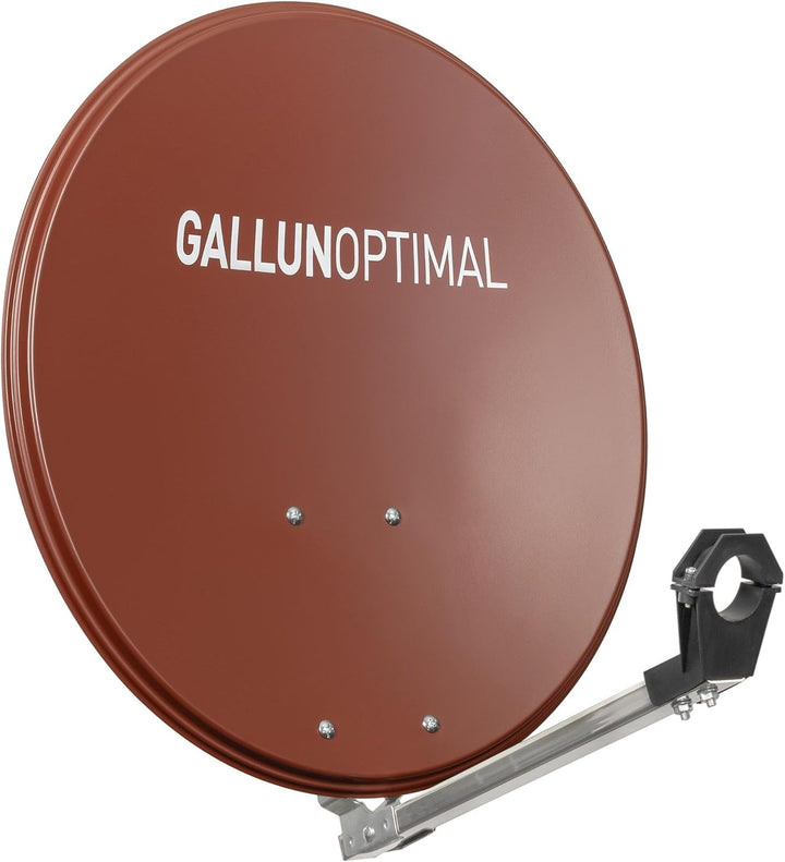 GALLUN Offset-Parabolantenne ALU 60 cm rot – SAT Spiegel mit 35,15 dB Gewinn, Reflektorhalterung aus
