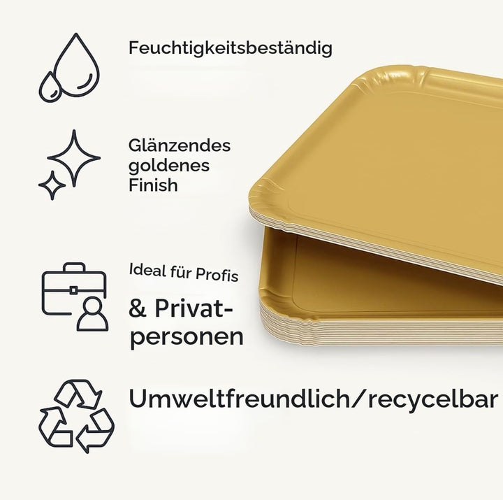lepetitmitron Tablett für Catering, wiederverwendbar, goldfarben, 25 Stück