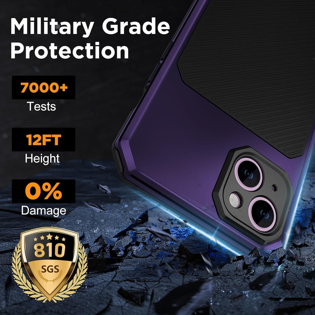 WIFORT Magnetisch Metall Hülle für iPhone 14 Plus Kompatibel mit MagSafe, mit 2 Stück Schutzglas, Mi