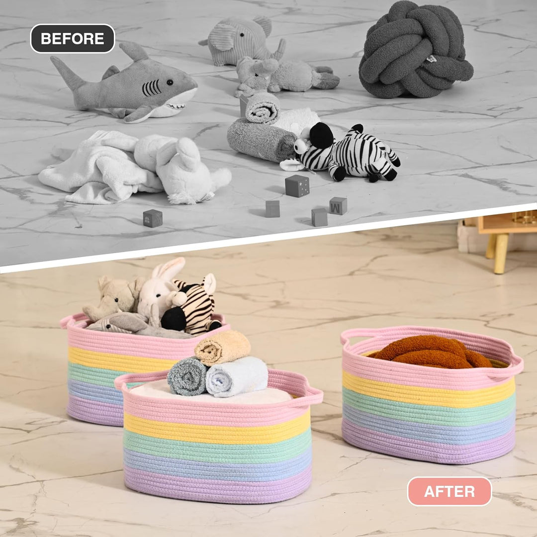 Baumwollseil gewebter Aufbewahrungskorb, verwendet für Baby Hamper Spielzeug Organizer, Geschenkkörb