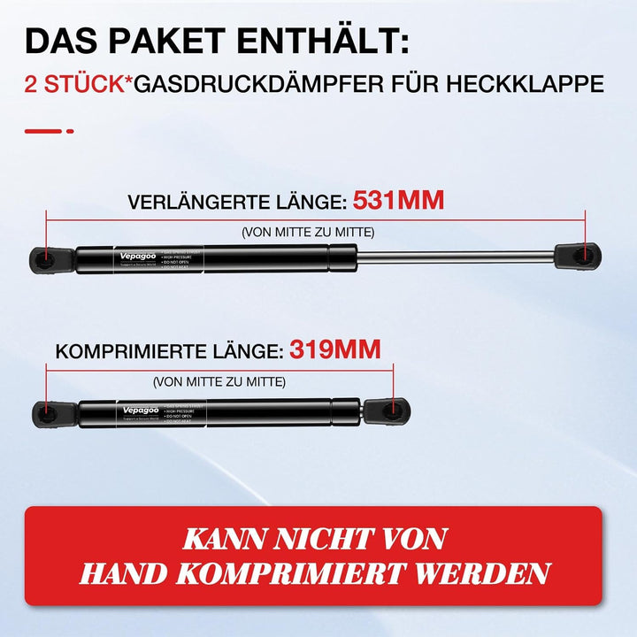 Vepagoo Gasfeder Gasdruckdämpfer Heckklappendämpfer für AUDI A3 2004-2013 8PA, OEM-Teilenummer: #8P4