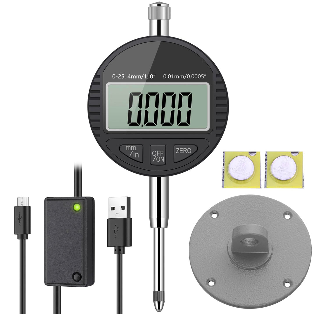 AUTOUTLET Digitale Messuhr mit 3M Micro Datenkabel, Digital Messuhr Messtaster 0-25.4mm/1''Messberei