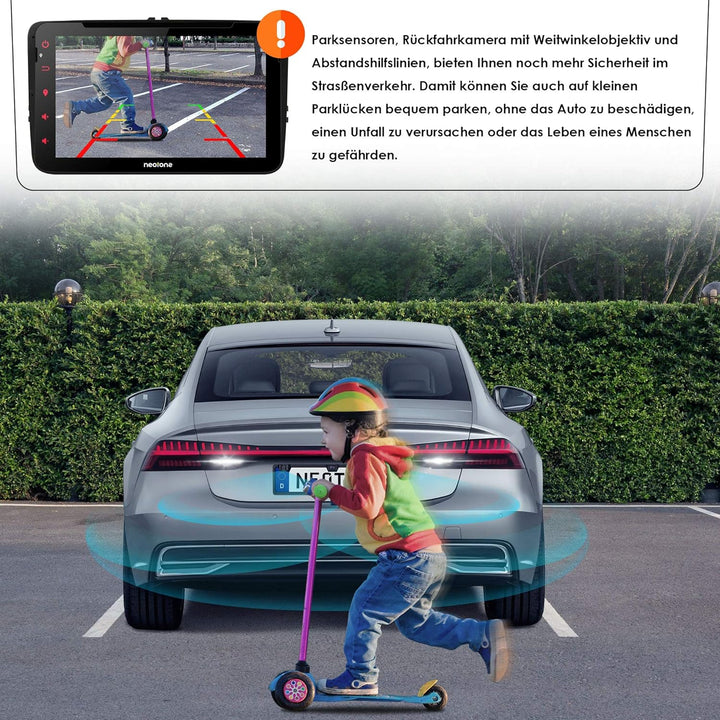 NEOTONE NTK-200P universelle Rückfahrkamera in Kennzeichenhalterung mit 2 Parksensoren | 170° Weitwi