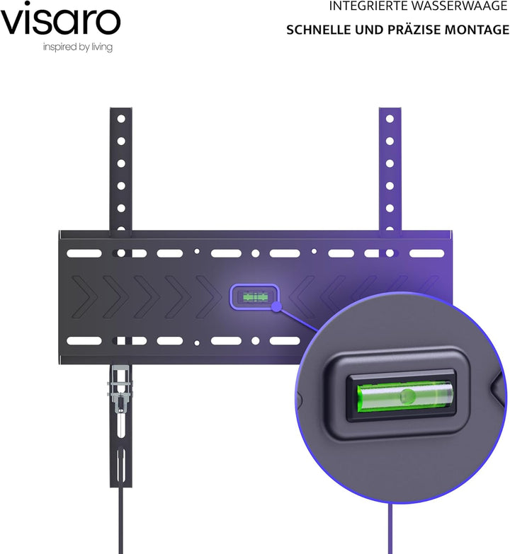 Visaro WMF75 TV Wandhalterung, Feste Halterung für 43-75 Zoll, Flach & Universal LED/LCD/OLED Fernse