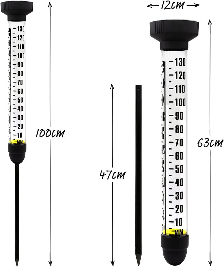 CKB LTD Regenmesser mit Erdspiess für den Aussenbereich, Regenmessung, Wasserzähler, Dual-Skala mit