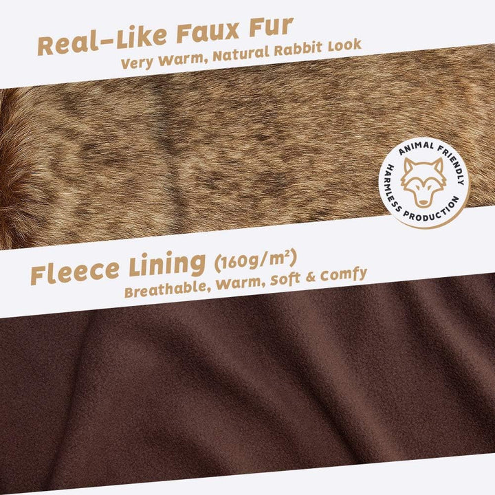 Futrzane Alaskan Fäustlinge - Fellhandschuhe Damen - Handschuhe Winter mit Fell Hellbraun Alaskan, H